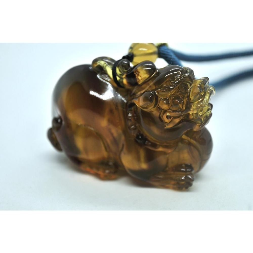 緬甸琥珀 棕紅珀 紫羅蘭珀 金棕珀 金棕珀貔貅(精工雕刻)-細節圖5