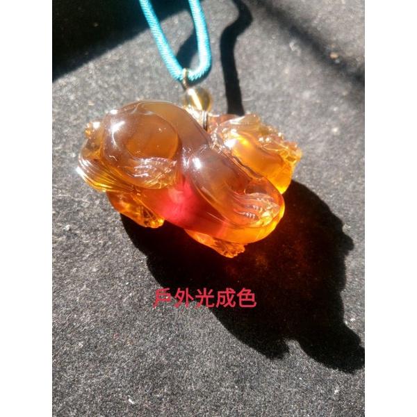 緬甸琥珀 棕紅珀 紫羅蘭珀 金棕珀 金棕珀貔貅(精工雕刻)-細節圖7