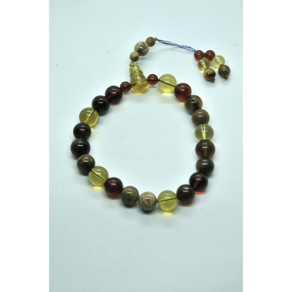 緬甸琥珀 棕紅珀 紫羅蘭珀 金棕珀多寶手持串8MM 15手圍(高配精品)-細節圖3