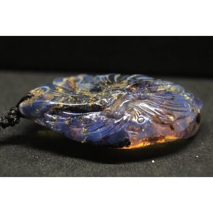 多米尼加藍珀 多明尼加藍珀 藍珀蝴蝶(湖水藍)-細節圖2