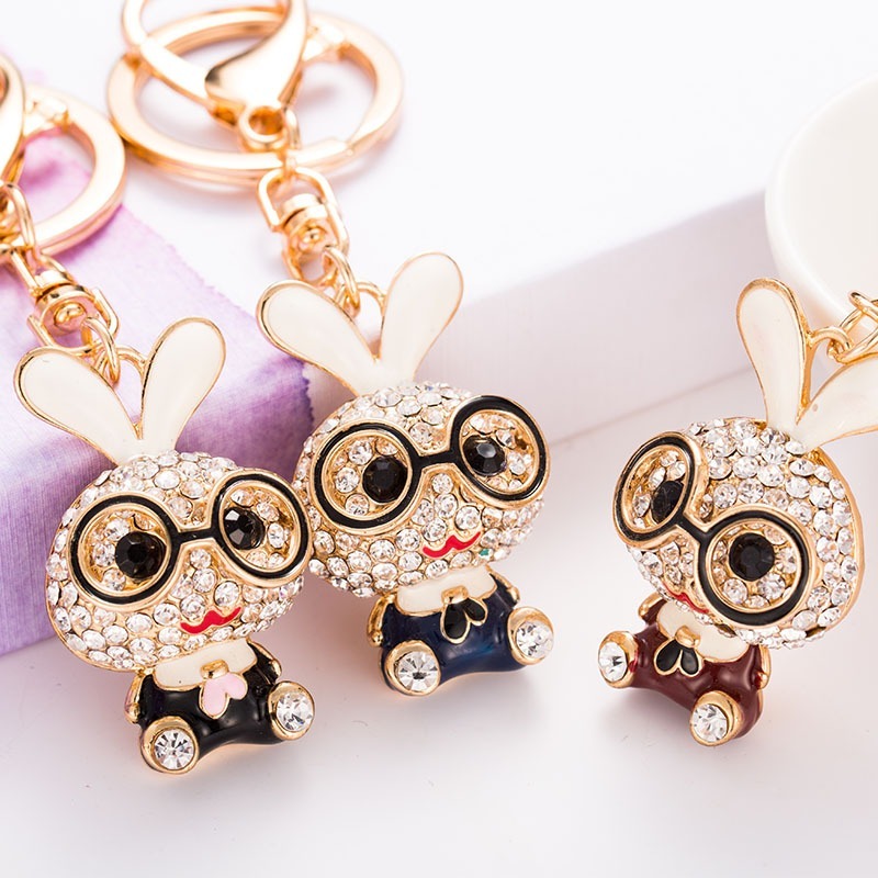 芭蕾舞女孩創意鑰匙扣 女生鑰匙圈 包包吊飾 包包掛飾 兔子合金鑰匙扣女生時尚挂件 掛件  婚禮小物 生日禮物-細節圖6