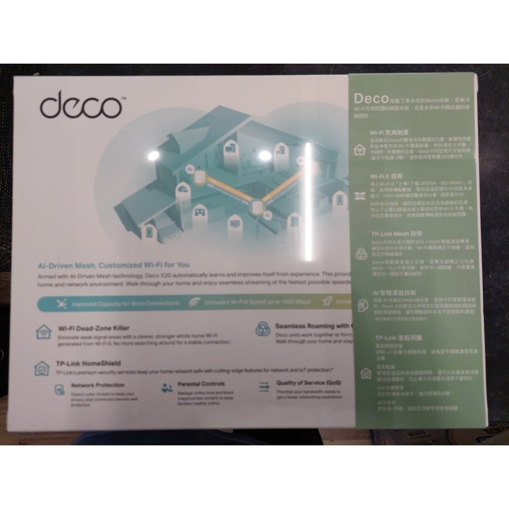 tp-link deco x20 ax1800 wifi6 mesh 分享器/路由器 3入組 全新未拆封-細節圖3