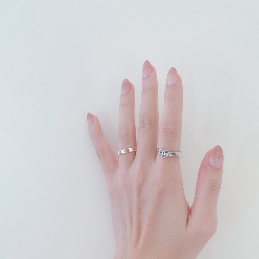 Amo 合金戒指 愛心系列戒指 飾品 戒指女生 情侶戒指 銀飾 銀戒指 閨蜜戒指 開口戒指 女戒指 可調式戒指-細節圖8