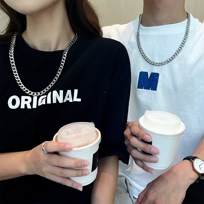 Amo 項鍊 古巴項鍊 鈦鋼項鍊 鋼項鍊 飾品 項鏈 項鍊男 項鍊女 嘻哈項鍊 男生項鍊 古巴鍊 古巴鏈 情侶項鍊-細節圖5