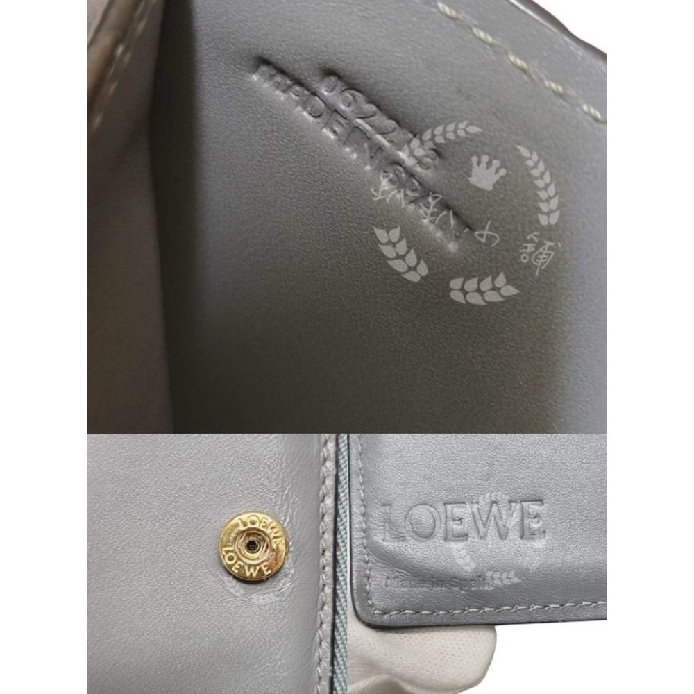 ～～趴趴小舖～～極新正品LOEWE Puzzle 系列的小牛皮拉鍊對折短夾（2602247582）-細節圖5