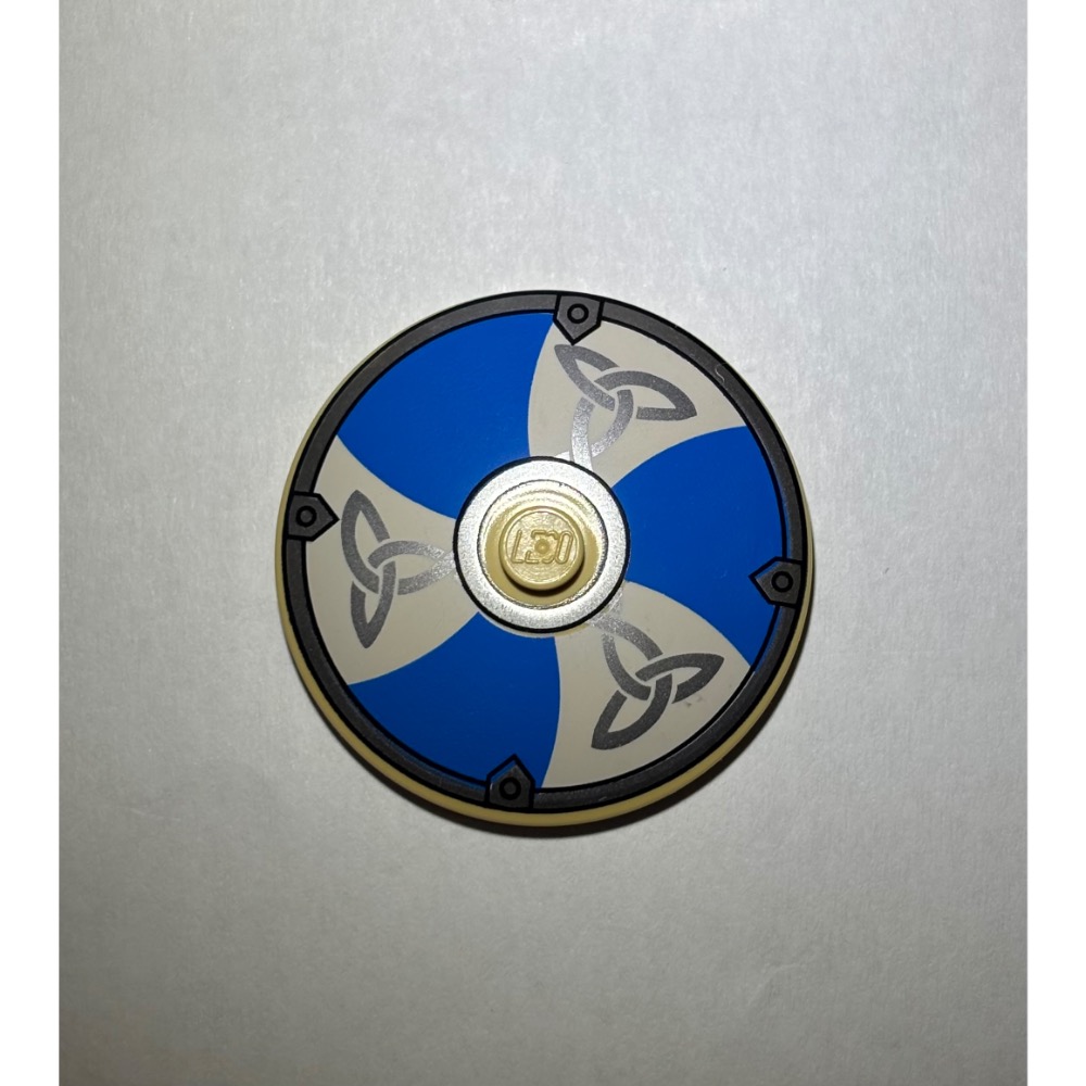 樂高百寶袋 二手絕版LEGO「維京人盾牌」3960pb018 藍白底銀圖飾 4273893-規格圖2