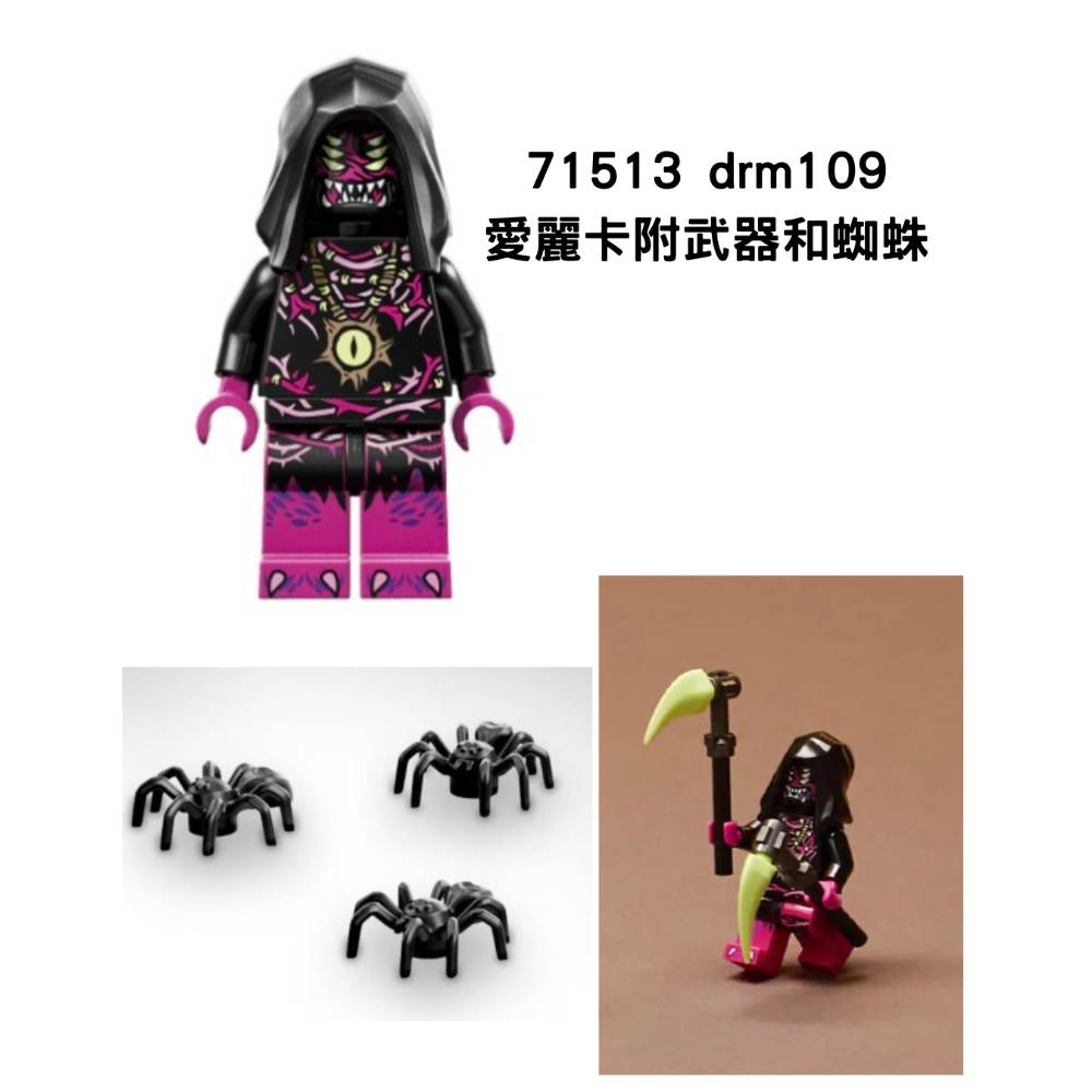 樂高百寶袋 全新未組LEGO「71513 愛麗卡附武器和蜘蛛」drm109-規格圖1