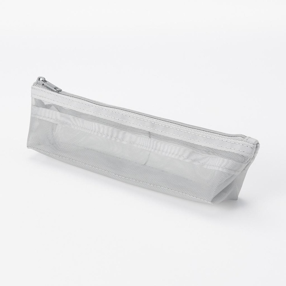 【MUJI 無印良品】尼龍網眼筆袋 - 船型（黑 / 灰）（大 / 小）新款-細節圖7