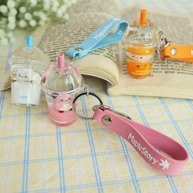 【楓之谷】韓國 MapleStory 官方周邊 鑰匙圈 飲料杯子吊飾（菇菇寶貝 / 雪吉拉 / 皮卡啾 / 綠水靈）-細節圖2