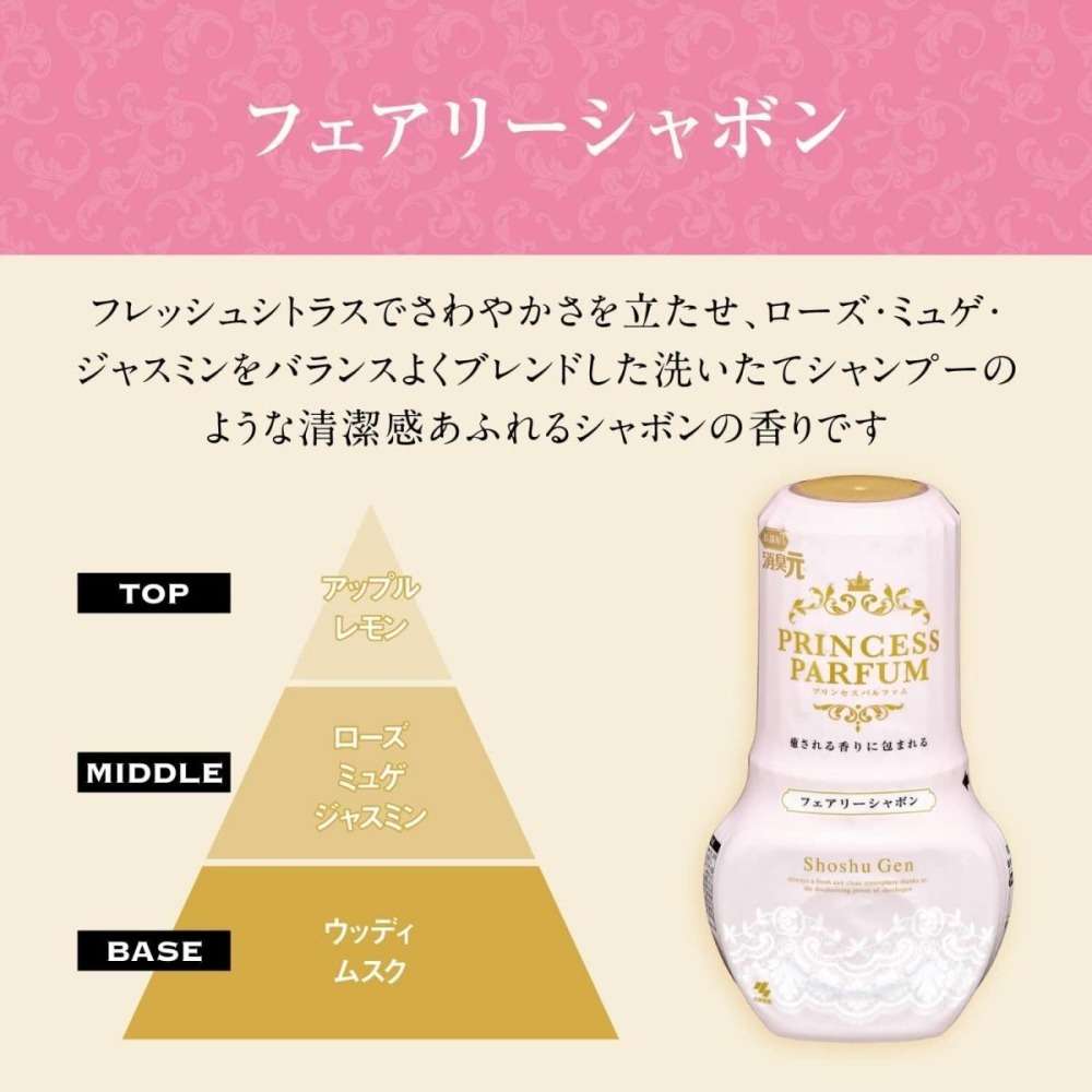 【小林製藥】日本製 消臭元 室內除臭芳香劑（400ml）Princess Parfum 童話泡泡-細節圖6