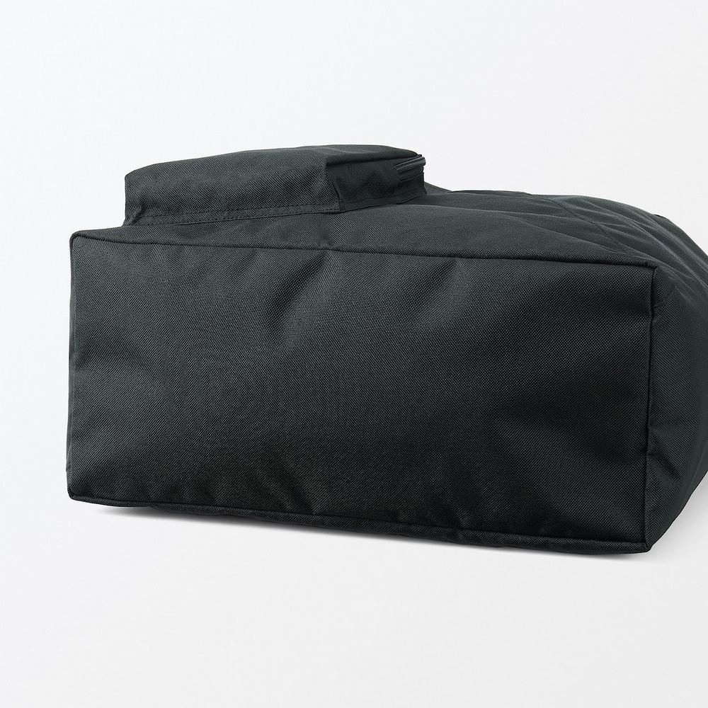 【MUJI 無印良品】撥水加工聚酯纖維單肩側背包（黑色）-細節圖4