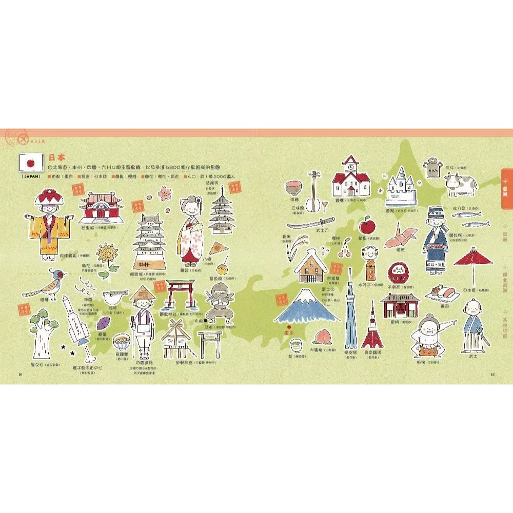 ◇安琪書坊◇－《9．美術工藝》世界一周：跟著插畫環遊世界｜カモ｜楓書坊（全新書）-細節圖3