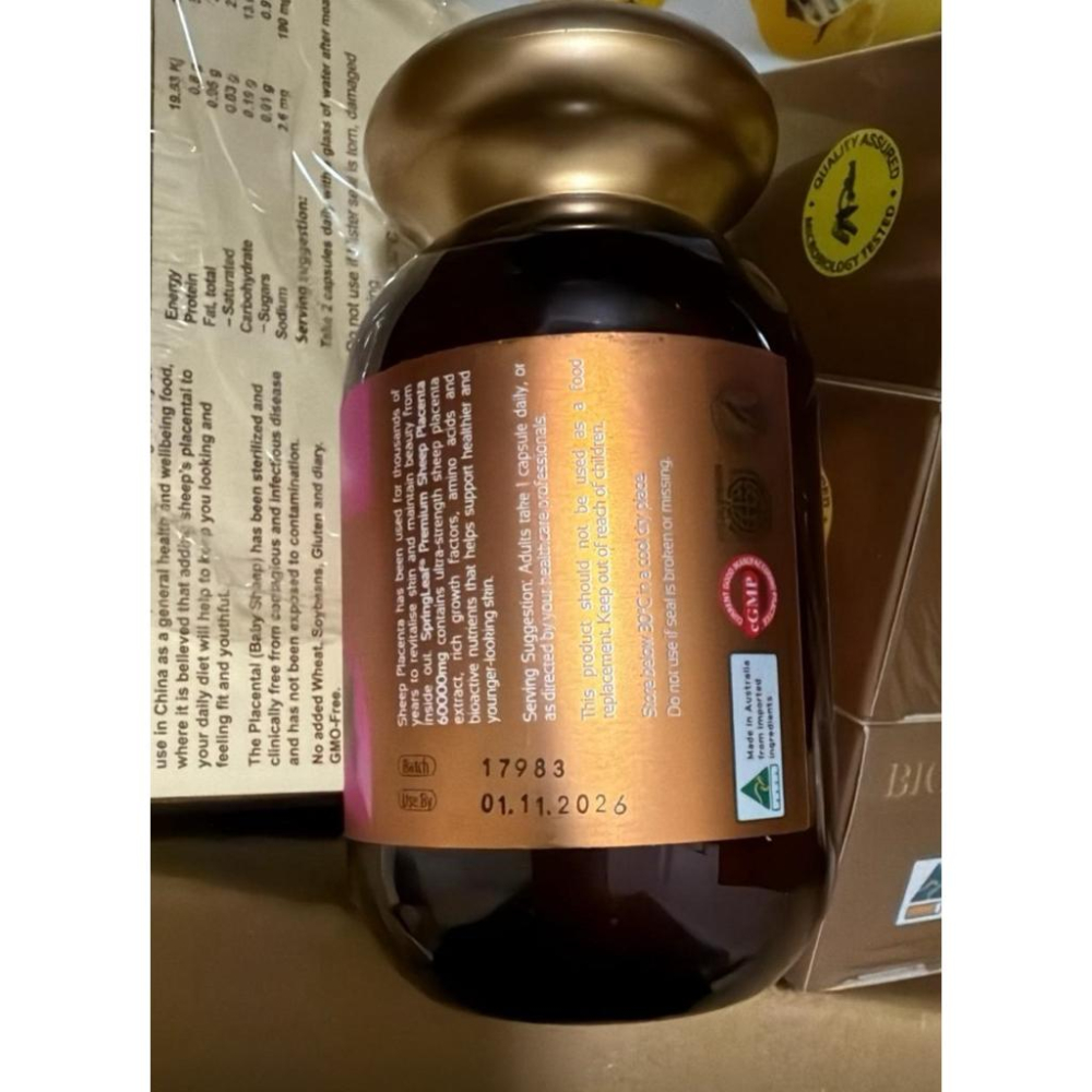 現貨 (🐨澳貨紐物）澳洲 Springleaf - 羊胎素 / 羊胎盤 / 胎盤/ 羊胎 60000mg *120-細節圖2