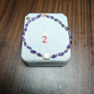 幸運之石~夢幻紫水晶+（蜜蠟+天河石）or(淡水珍珠）腳鏈-細節圖5