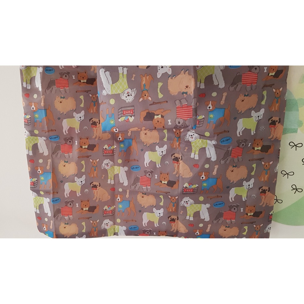 巴哥 PUG 可愛巴哥犬 滿印狗狗圖案印花 咖啡色 環保袋 摺疊購物袋-細節圖3