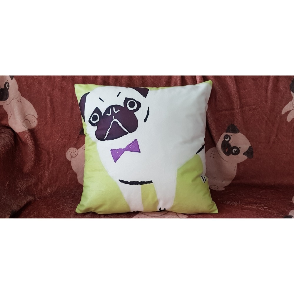 巴哥犬 PUG 巴哥 可愛狗狗 雙面印花 寶寶絨 抱枕 靠枕 40*40CM-細節圖2