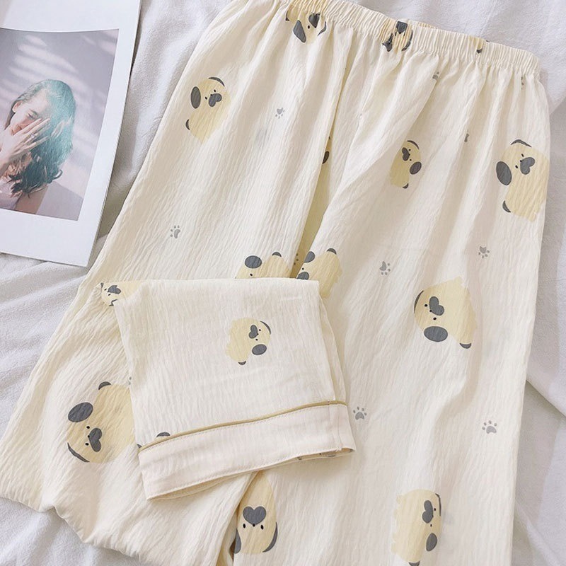 巴哥 PUG 巴哥犬圖案 可愛狗狗 長袖 薄款 睡衣 兩件套 家居服-細節圖4