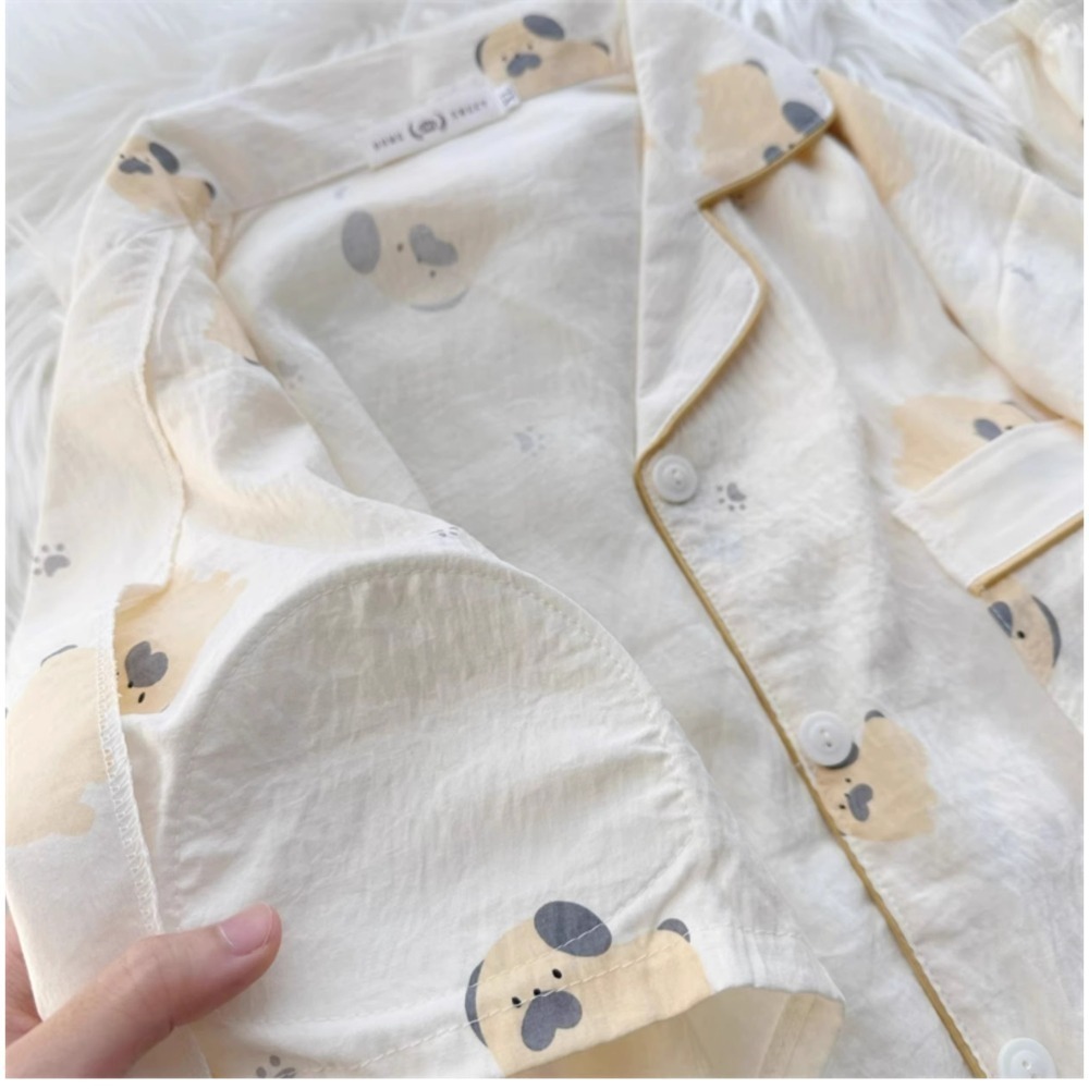 巴哥 PUG 巴哥犬圖案 可愛狗狗 長袖 薄款 睡衣 兩件套 家居服-細節圖5