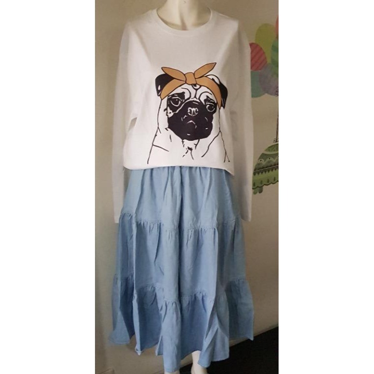 巴哥 PUG 可愛頭巾巴哥犬圖案 長袖T恤 上衣-細節圖4
