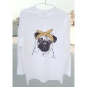 巴哥 PUG 可愛頭巾巴哥犬圖案 長袖T恤 上衣-規格圖5
