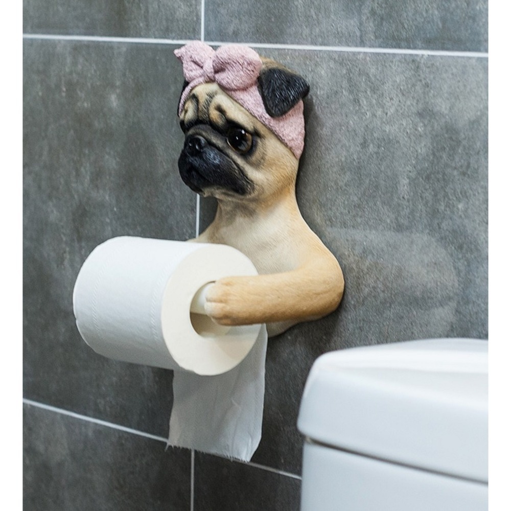 巴哥 PUG 可愛巴哥狗狗 免打孔 浴室 牆面 壁掛式 衛生紙捲架-細節圖2