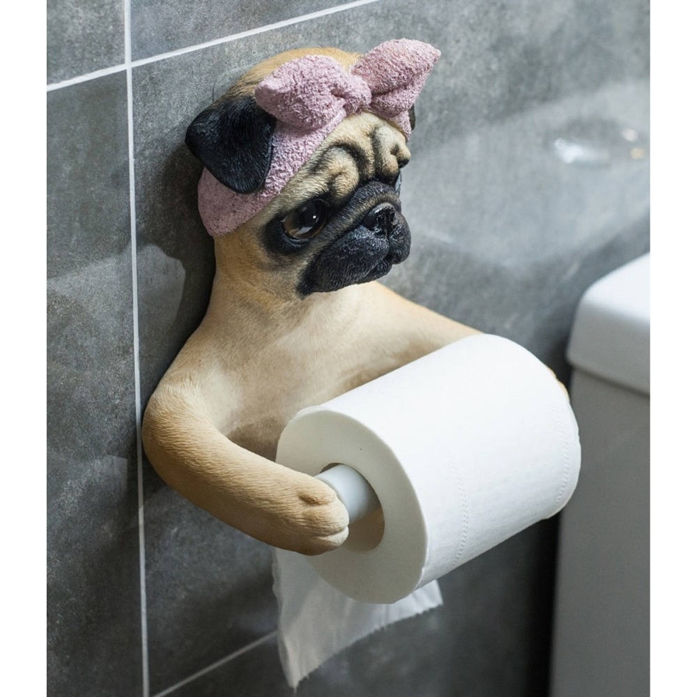 巴哥 PUG 可愛巴哥狗狗 免打孔 浴室 牆面 壁掛式 衛生紙捲架-細節圖3