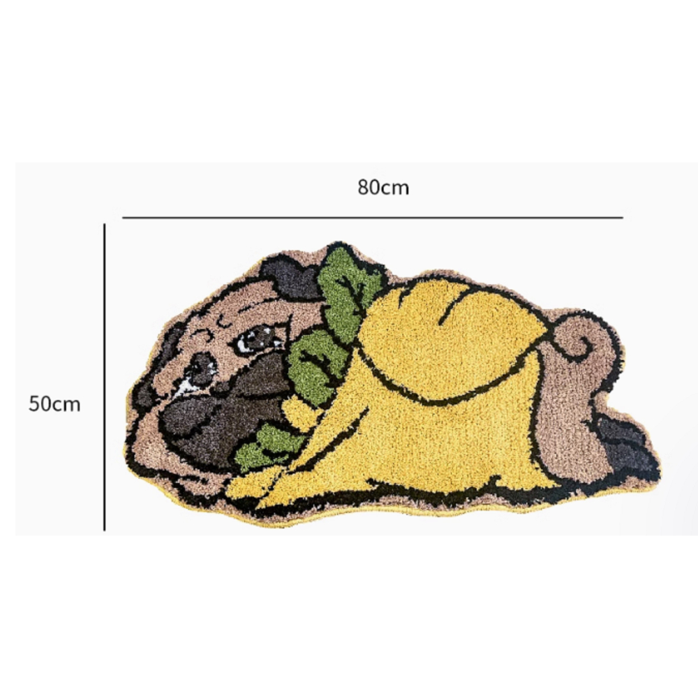 巴哥 PUG 可愛巴哥犬狗狗異形圖案簇絨地墊 腳踏墊 50*80CM-細節圖4