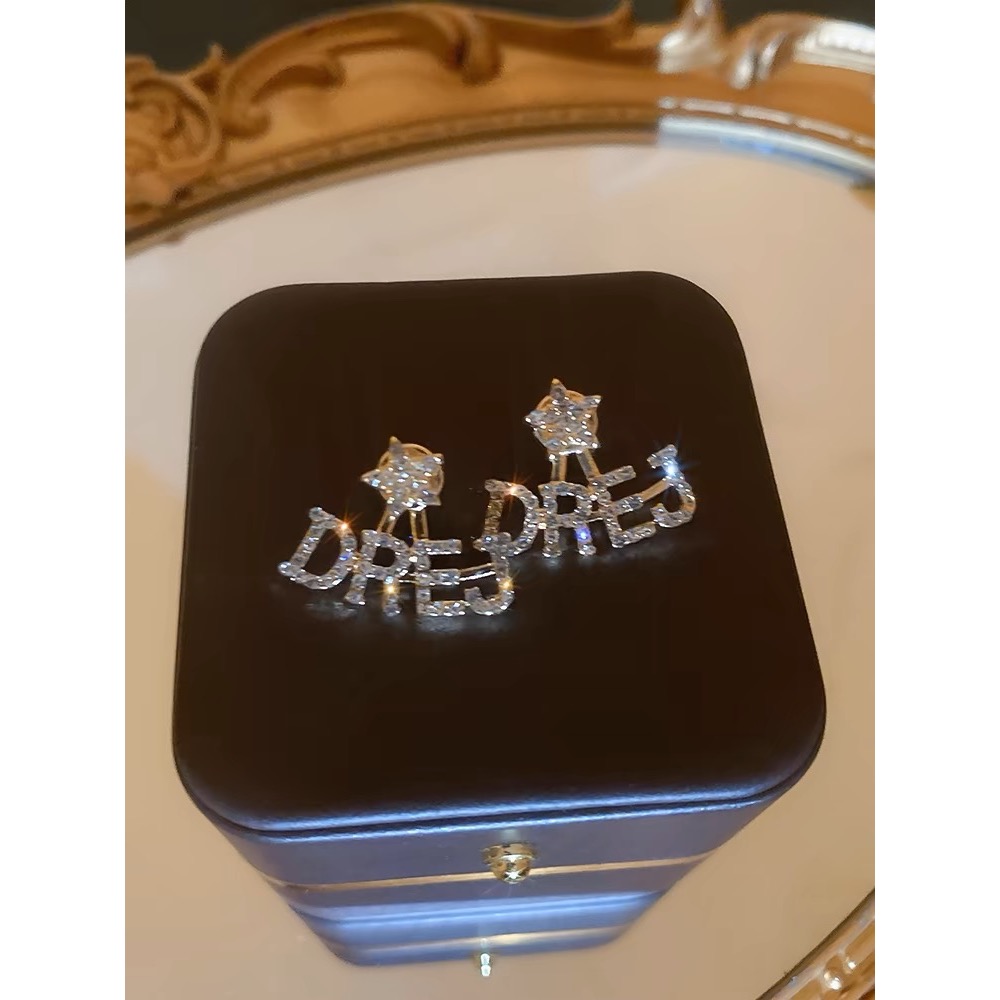 輕奢高級感小眾設計感耳環2023新款爆款氣質字母耳飾女-細節圖2