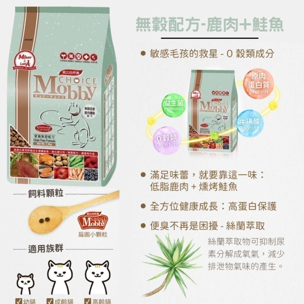 【威哥寵物】莫比 Mobby 幼母貓 成貓 老貓 無穀 低卡 化毛 貓飼料 1.5kg 3kg 6.5kg 7.5kg-細節圖6
