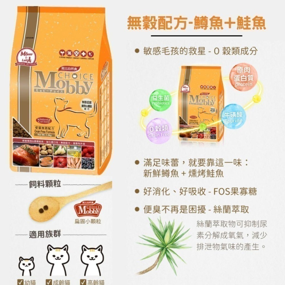 【威哥寵物】莫比 Mobby 幼母貓 成貓 老貓 無穀 低卡 化毛 貓飼料 1.5kg 3kg 6.5kg 7.5kg-細節圖7