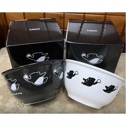 全新 現貨  LAIMO 馬來貘 黑白呷陶瓷餐碗組  2入一組 黑+白 陶瓷碗 正版授權聯名-細節圖2