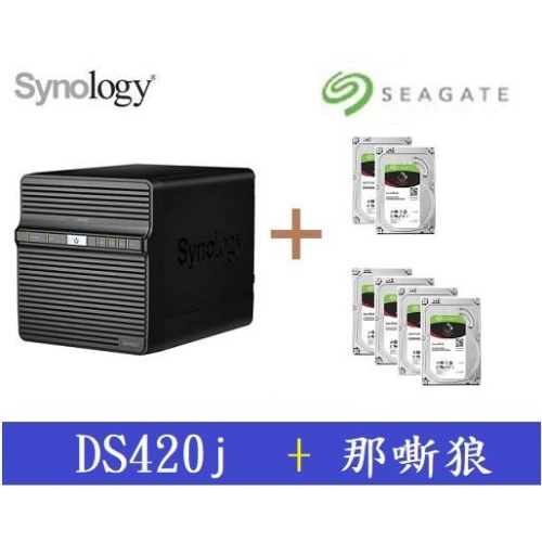 全新 含發票 群暉 Synology DS420j 搭 希捷 Seagate 那嘶狼 NAS 專用硬碟 DS420 系列