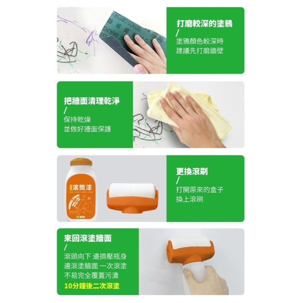 【牆比牙還白】彈匣式白牆修補漆500g 加贈大面積修補滾刷-細節圖11