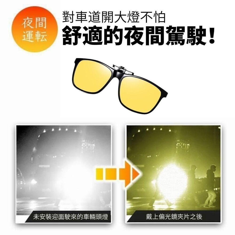 【黃騎士】夜視偏光眼鏡夾片 駕駛開車 偏光夜視-細節圖3