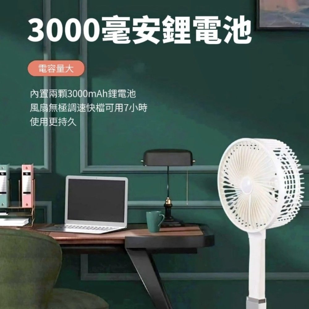 【風曜選品】無線檯燈靜音涼風扇 可折疊調節 檯燈風扇-細節圖4