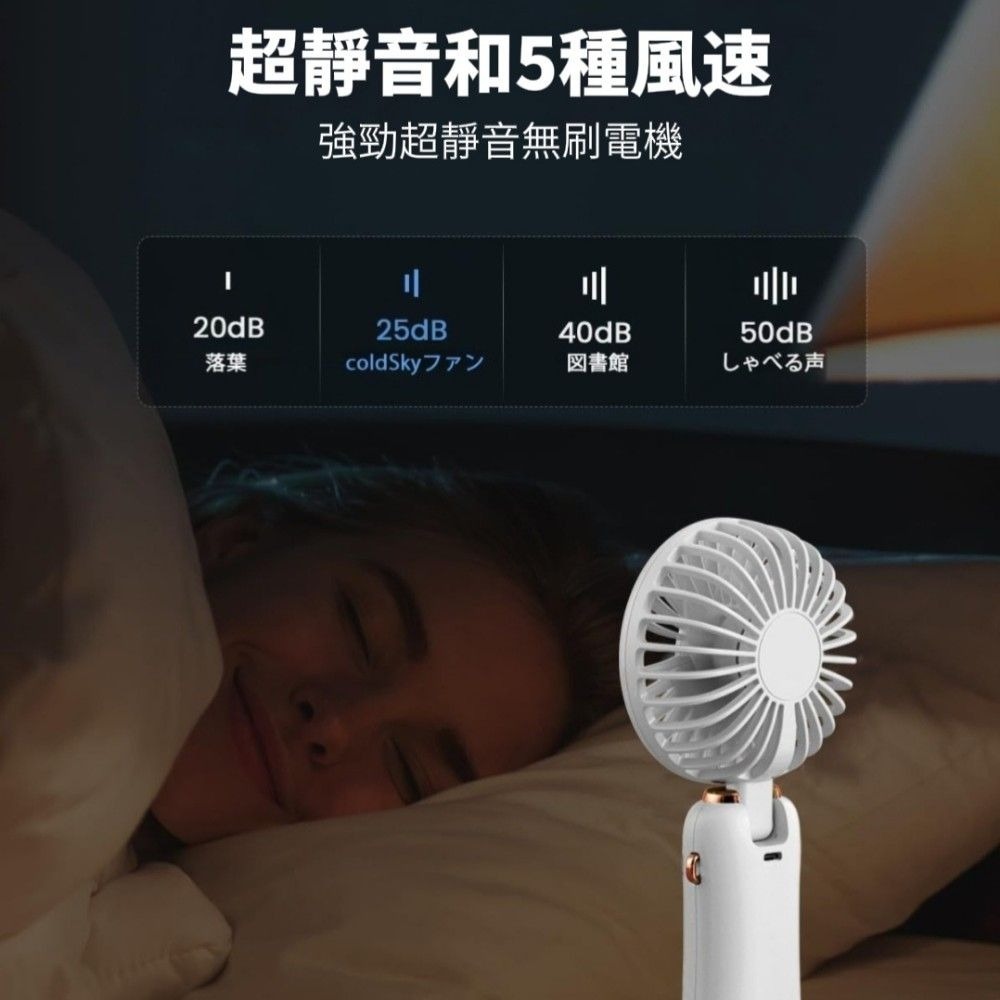 【涼顏即日】夏日手持迷你摺疊風扇 五檔調節 手持風扇 桌面風扇-細節圖3