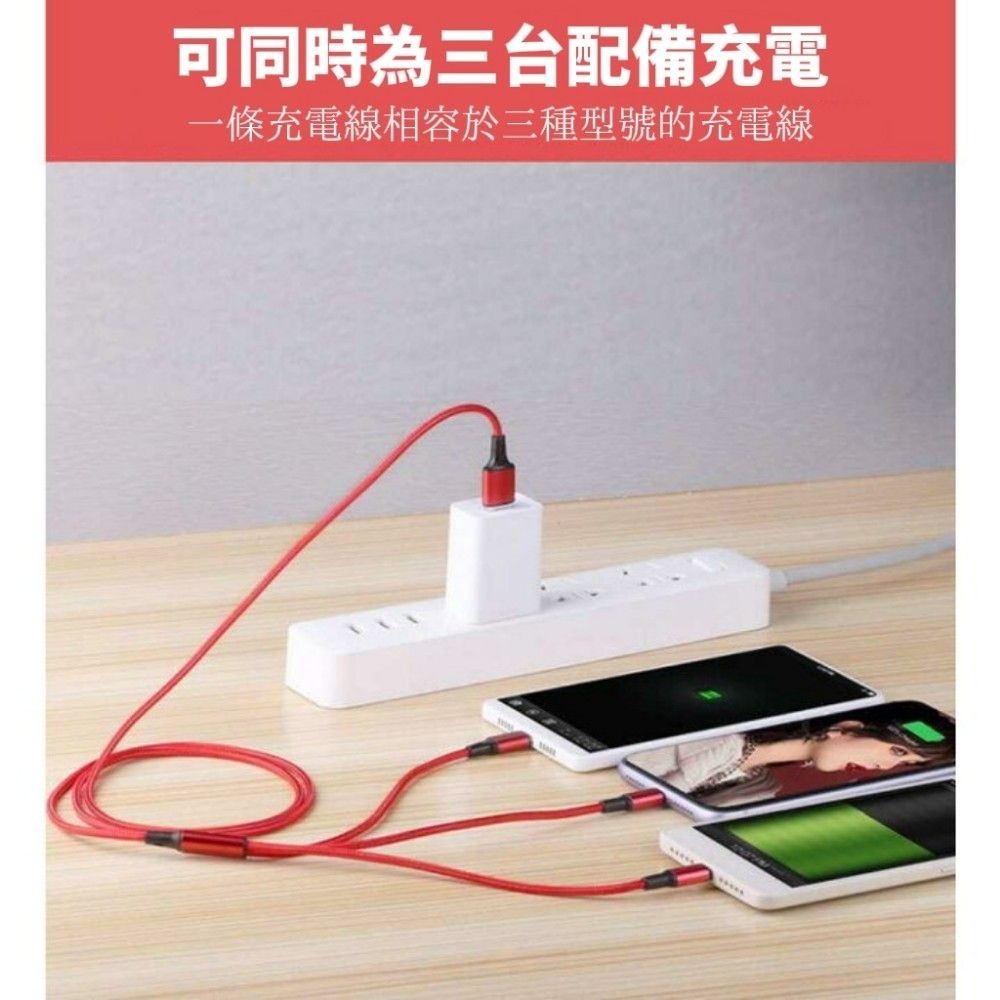 【極快感知】尼龍編織三合一充電線 提速30% 柔韌編織 抗拉不斷-細節圖6