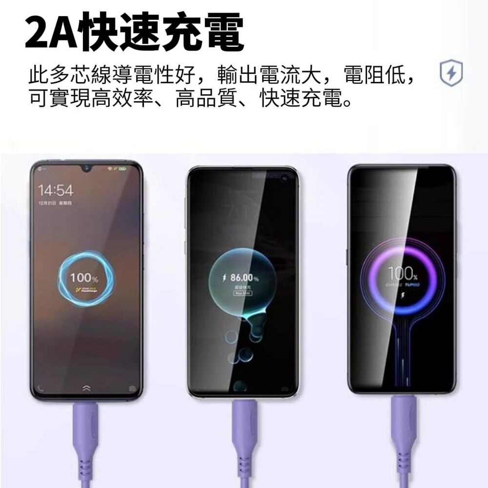 【快感知】單色液態矽膠三合一充電線 提速99% 線頭加固 快充不燙-細節圖3