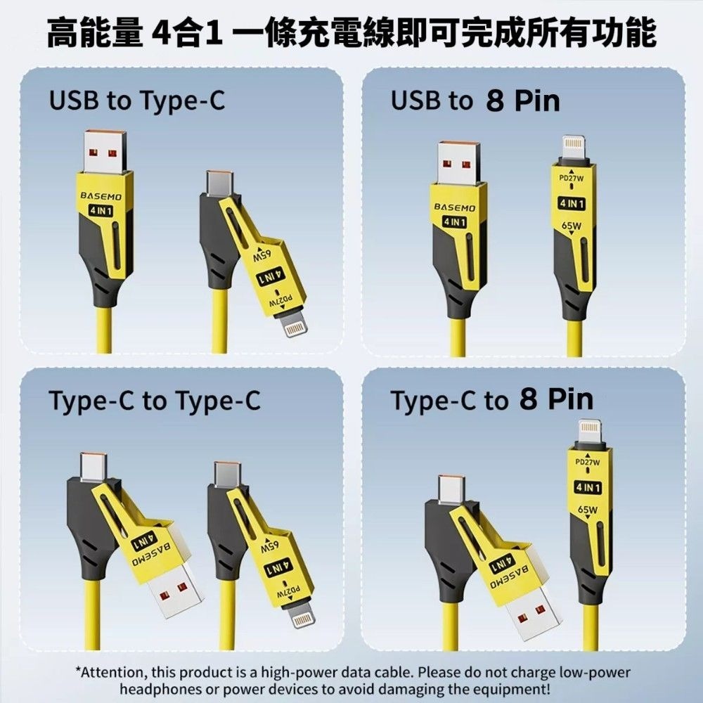 【極致機械】65W機械彈簧四合一充電傳輸線 IPhone13 14 15pro 三星-細節圖7