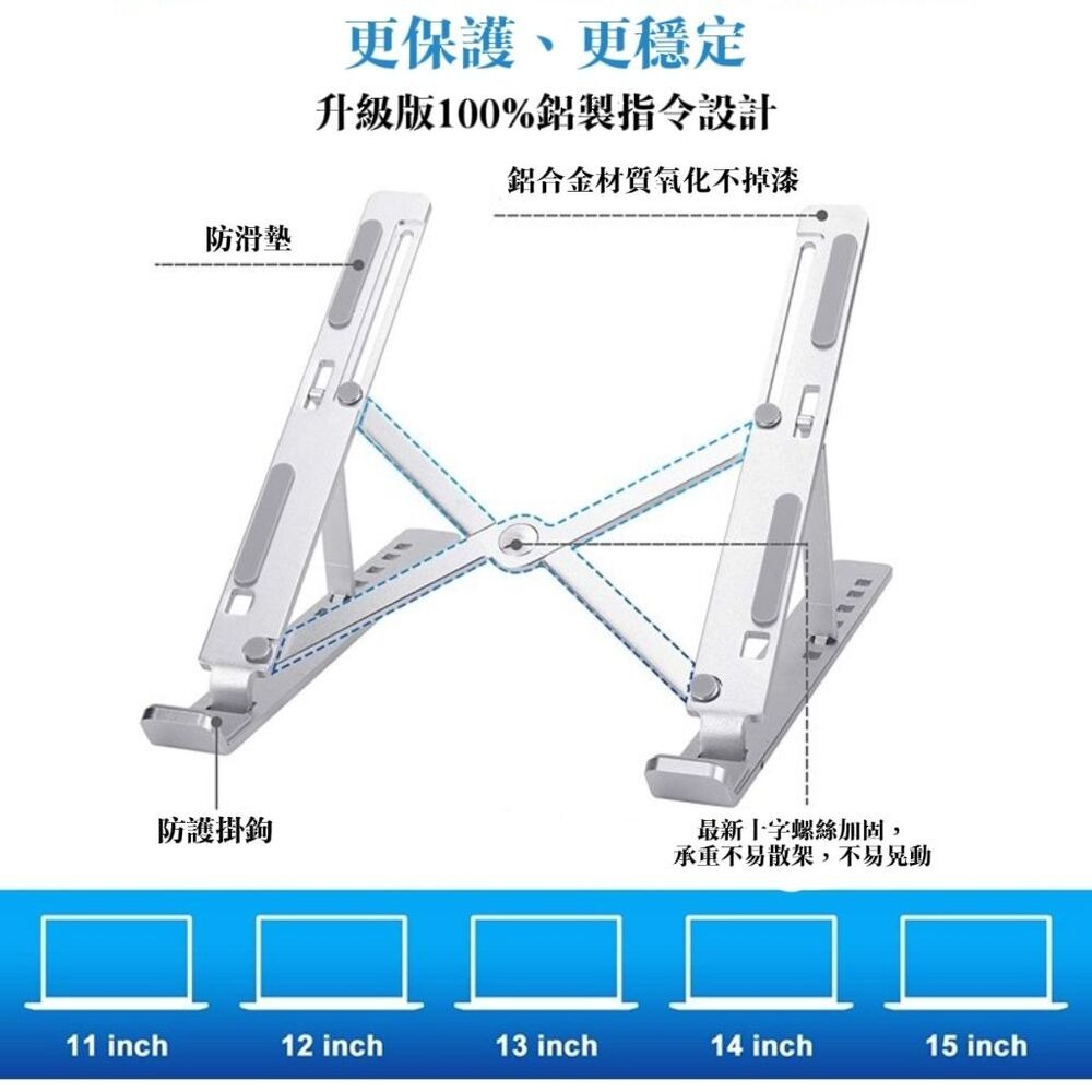 機械開合筆電散熱支架 6檔高度調節 符合最佳使用電腦視角-細節圖6