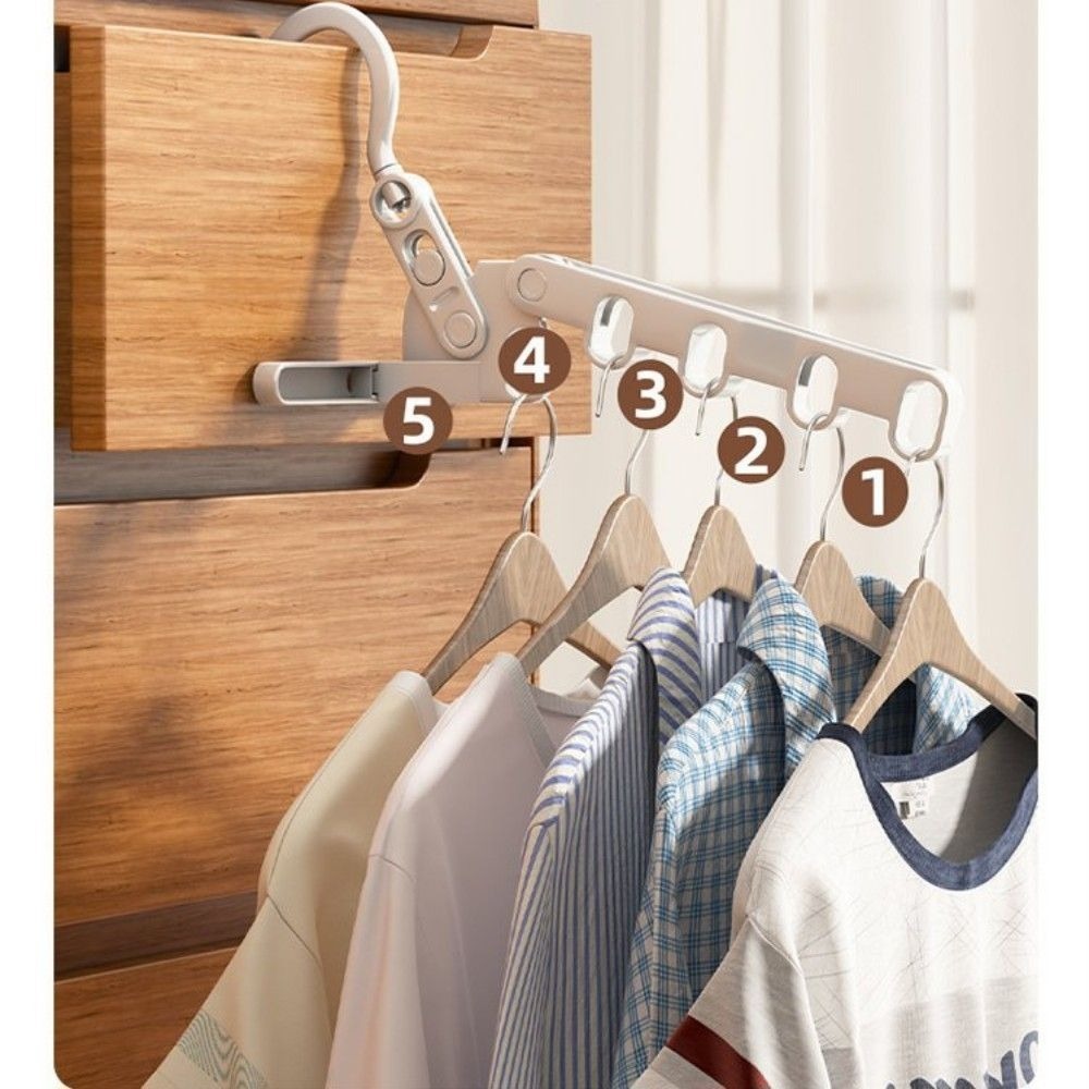 【旅人系】折疊五孔晾曬衣架 節省80%空間 旅行露營 衣架晾曬 折疊收納-細節圖3