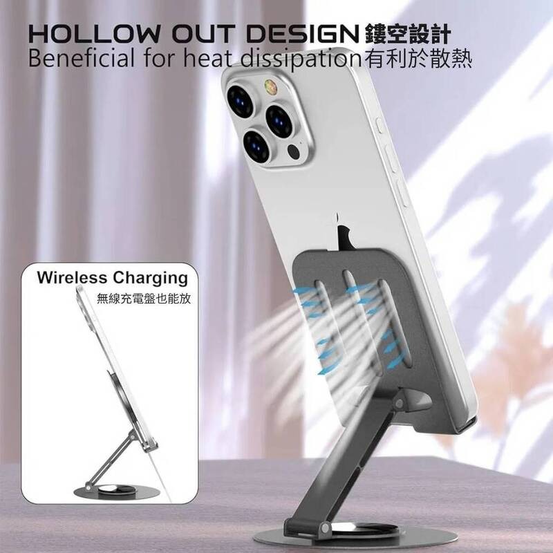 美版金屬旋轉手機支架 全金屬材質3倍穩固-細節圖3