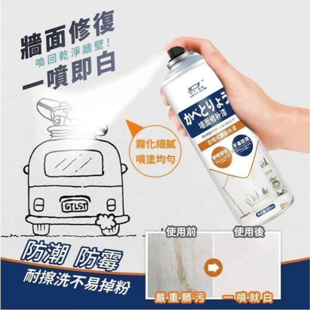 一噴即白牆面修補漆 解決牆面發霉 塗鴉 髒汙 小廣告 吸附力強 牆面修補-細節圖2