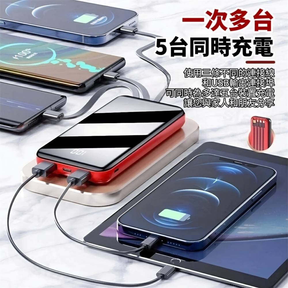 【LI-ION】Power自帶四線行動電源 20000mAh-細節圖2