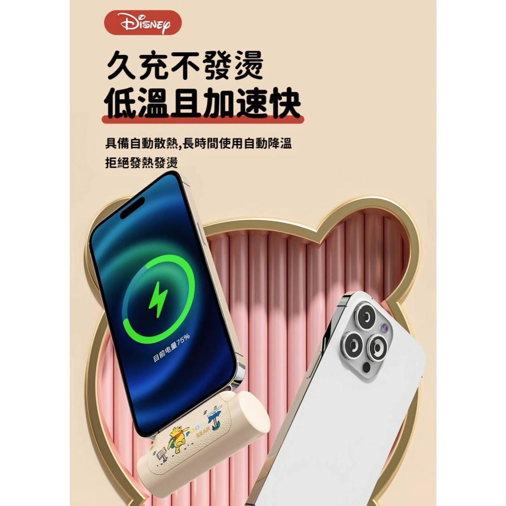 【Disney】直插式膠囊行動電源 5000mAh iPhone type-c-細節圖5