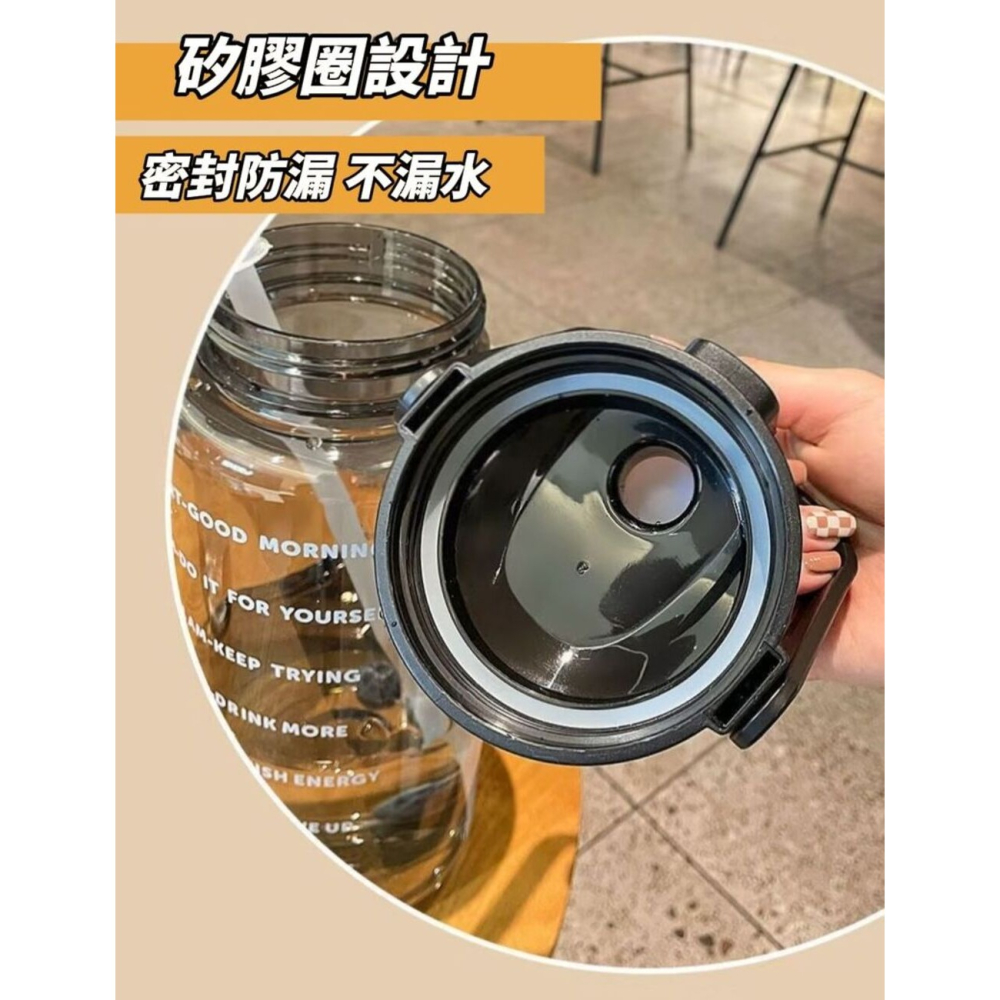 【Training】巨量透明運動水壺2000ml 加贈彈蓋吸管-細節圖4