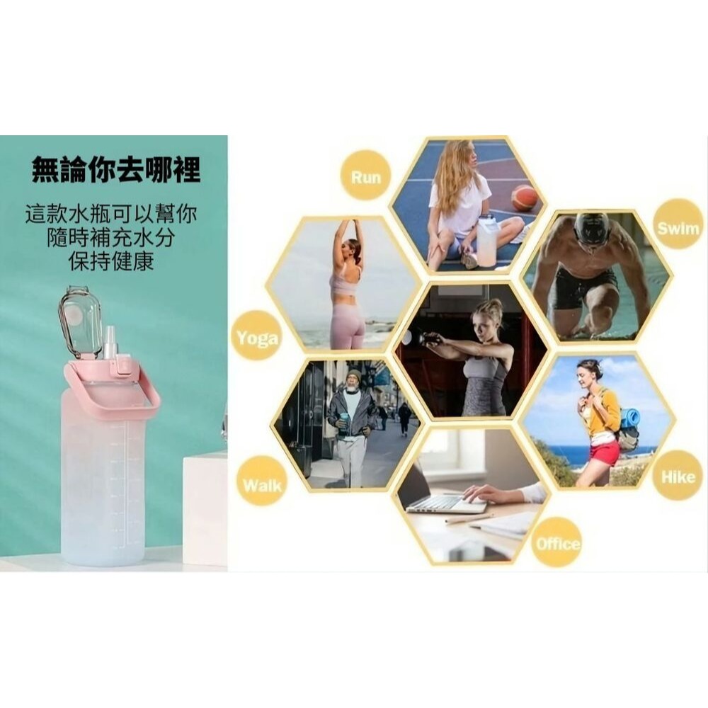 【水映生活】漸變彈跳吸管水壺 2000ml 露營運動水壺 大容量隨身壺-細節圖5