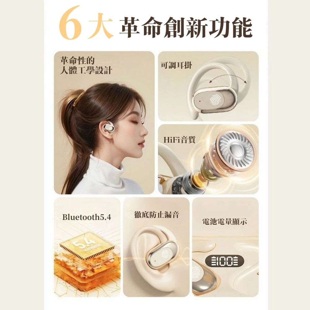 【ENPERAR】開放式藍芽耳機 附贈大容量充電倉 定向傳輸不漏音 可調耳掛式-細節圖3