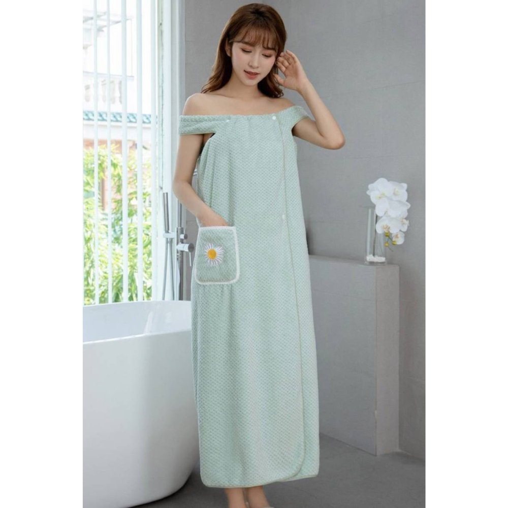 乾爽派 溫柔吸水浴巾衣 親膚不掉毛 防走光設計 洗完澡後依然美美舒適-細節圖5