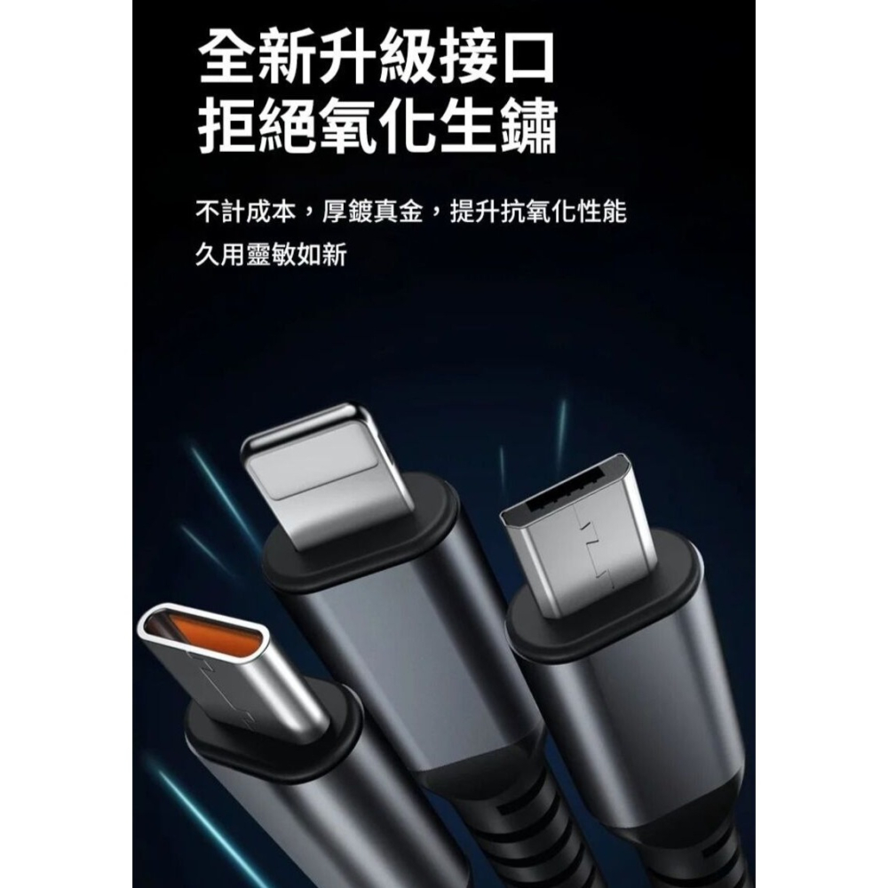 【飆速快充】三合一透明液晶編織線 充電線 三合一 快充線-細節圖9